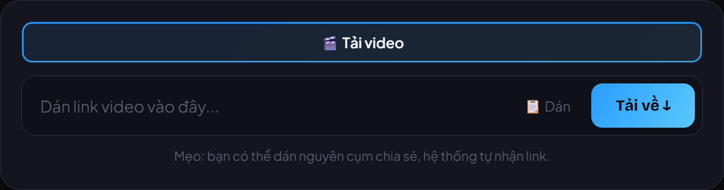Dán link video Facebook vào ô trên trang VidBake rồi bấm Tải về.