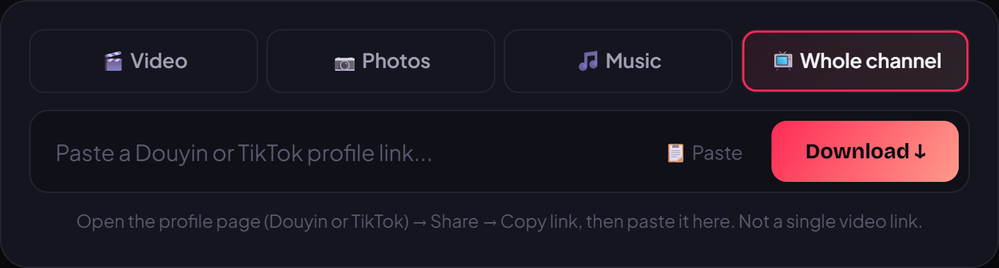 Paste the link on VidBake and press Download — no login needed.