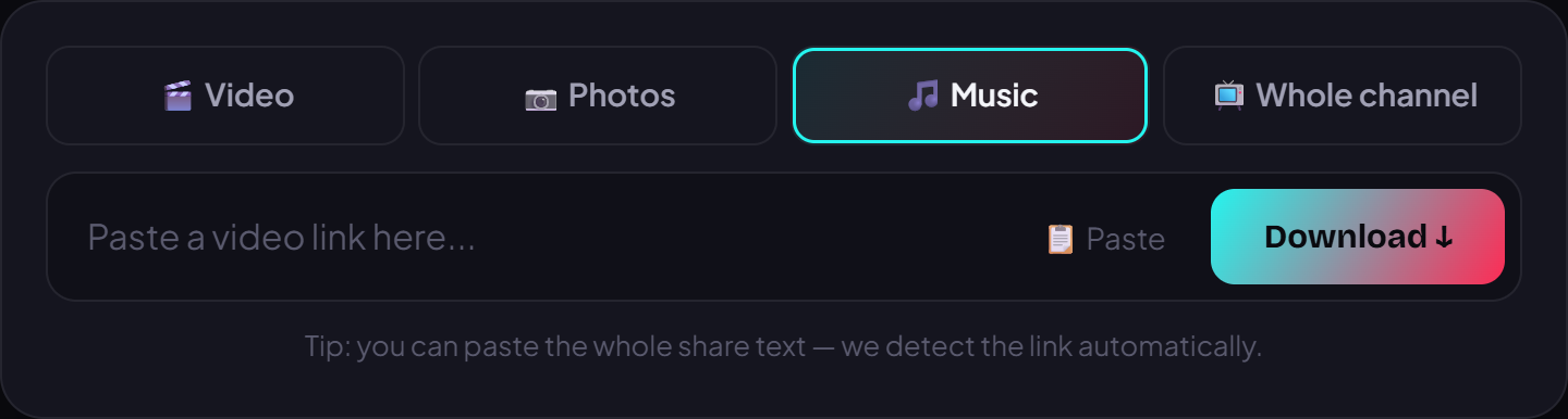 Paste the link on VidBake and press Download — no login needed.